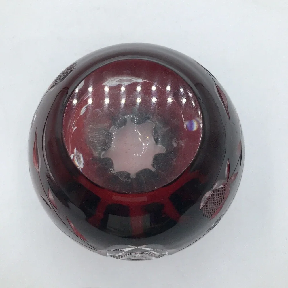 Ruby Red Cut to Clear Rose Bowl Ruffle Edge - Picture 5 of 7